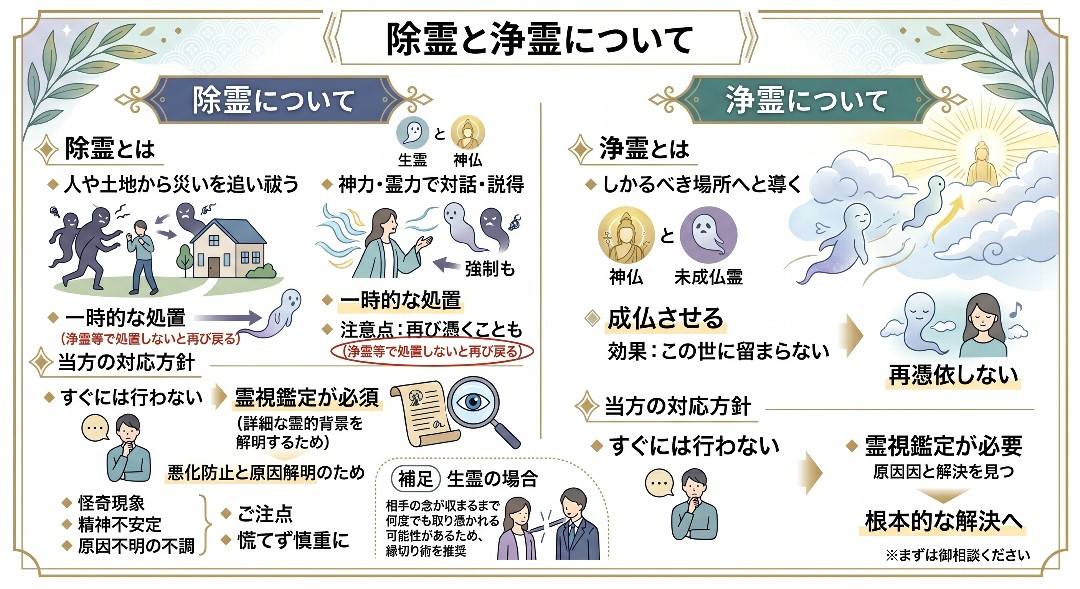 除霊と浄霊の解説グラフィックレコード